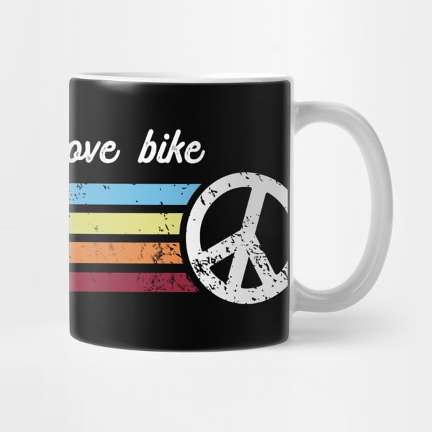 Retro Stripes Peace Love Bike by Jitterfly